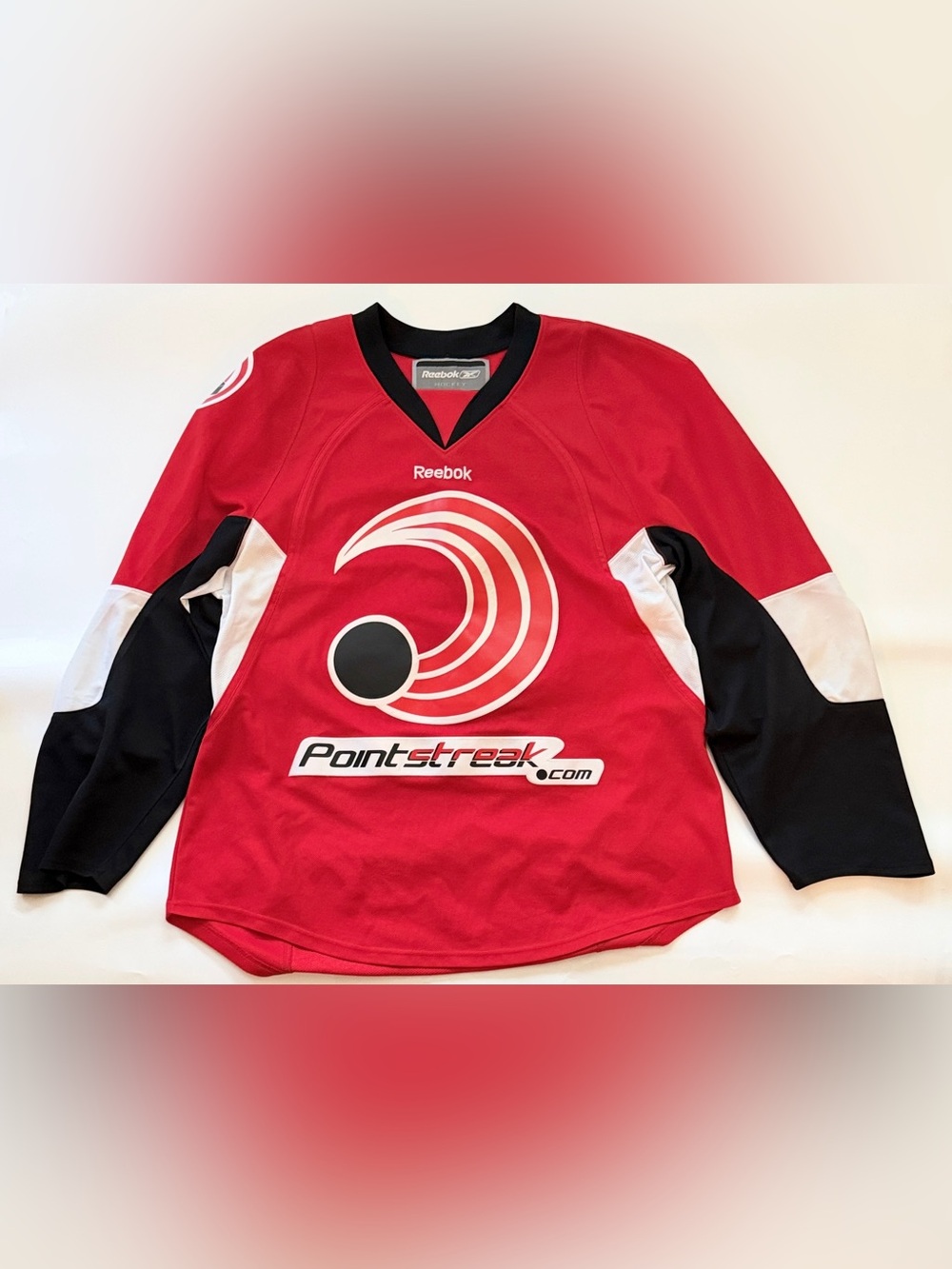 Reebok Red Black and White Pointstreak Hockey Jersey